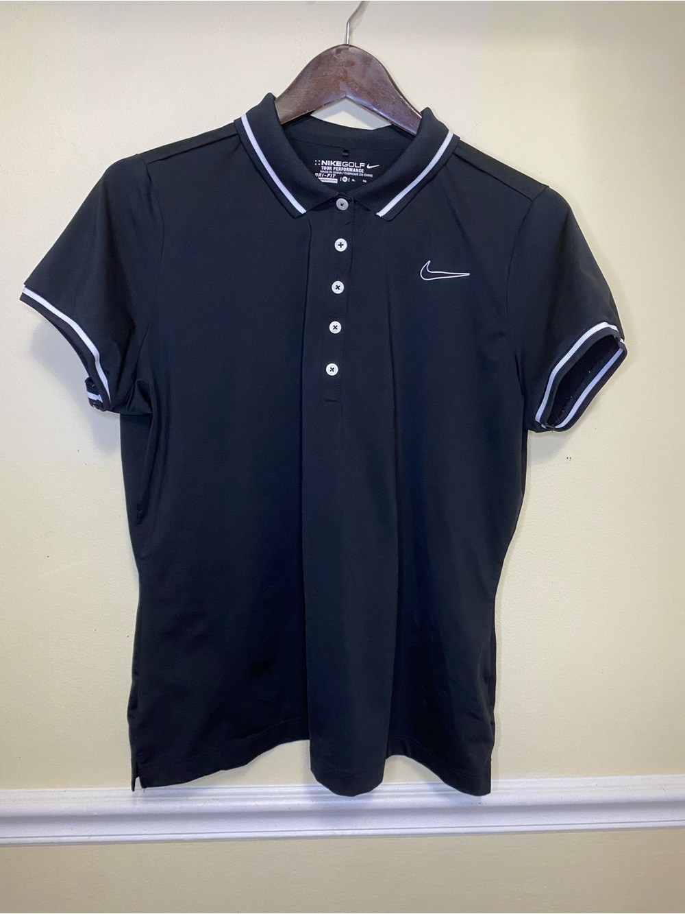 Nike Black Polo with White Contrast Trim